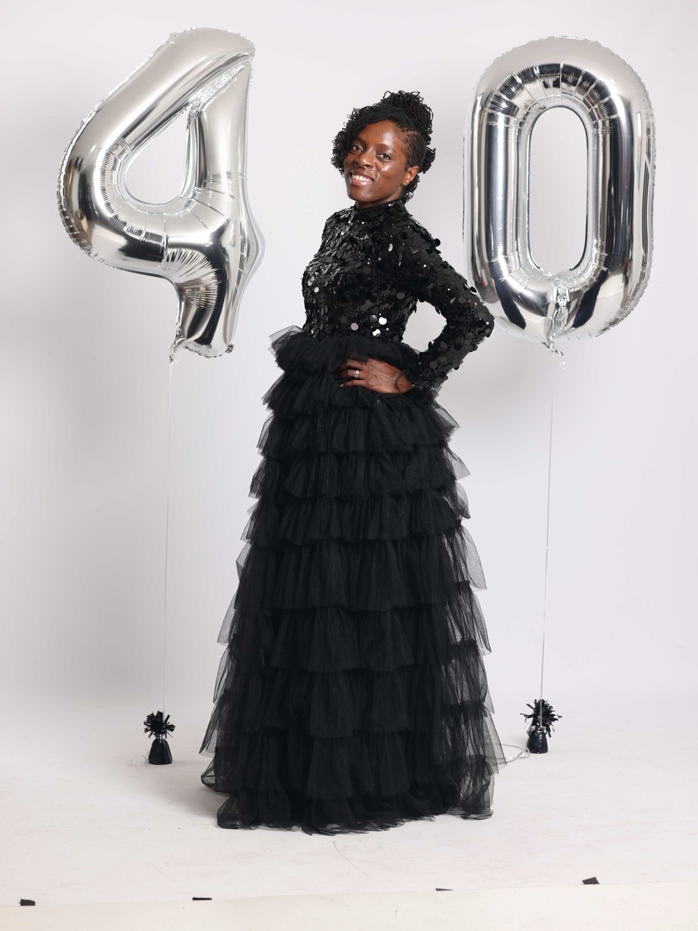 Elegant Black Tiered Tulle Maxi Dress - Women's Evening Gown